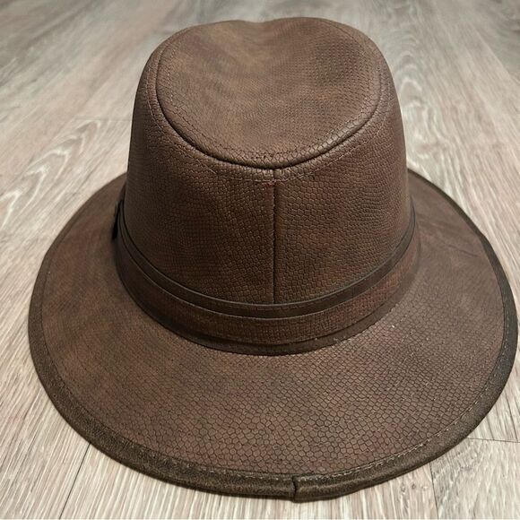 Dorfman Pacific Outback Hat Leather Band Western Water Resistant Brown M NEW main image 4